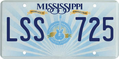 MS license plate LSS725