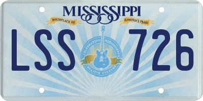 MS license plate LSS726