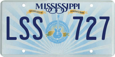 MS license plate LSS727