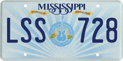 MS license plate LSS728