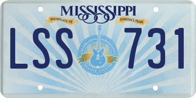 MS license plate LSS731