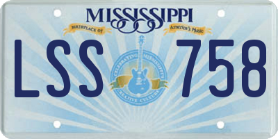 MS license plate LSS758