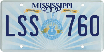 MS license plate LSS760