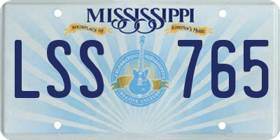 MS license plate LSS765