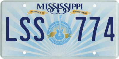 MS license plate LSS774