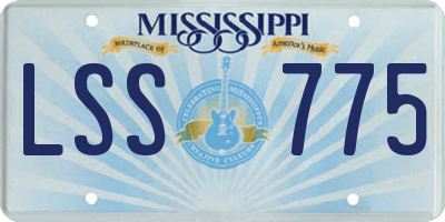 MS license plate LSS775