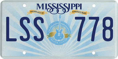 MS license plate LSS778