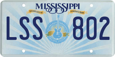MS license plate LSS802