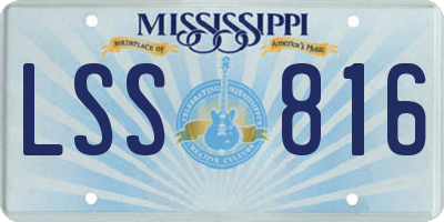 MS license plate LSS816