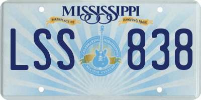 MS license plate LSS838