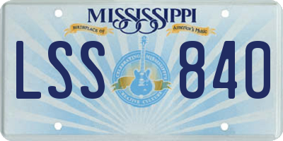 MS license plate LSS840