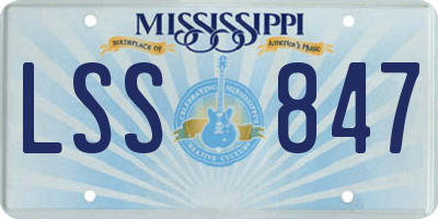 MS license plate LSS847