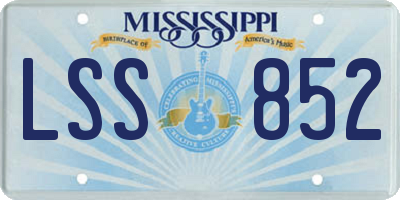 MS license plate LSS852