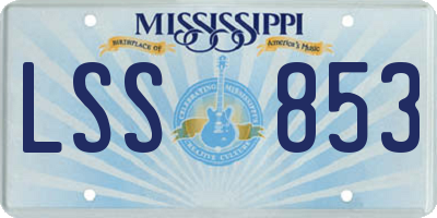MS license plate LSS853