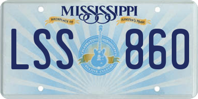 MS license plate LSS860