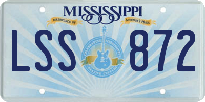 MS license plate LSS872