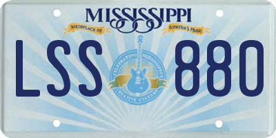 MS license plate LSS880