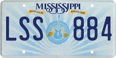 MS license plate LSS884