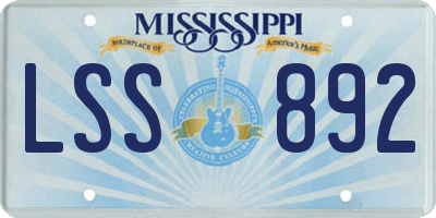 MS license plate LSS892