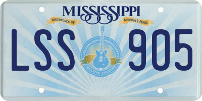 MS license plate LSS905