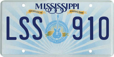 MS license plate LSS910