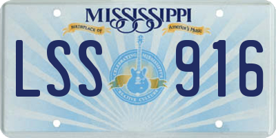MS license plate LSS916