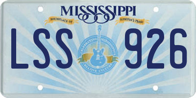 MS license plate LSS926