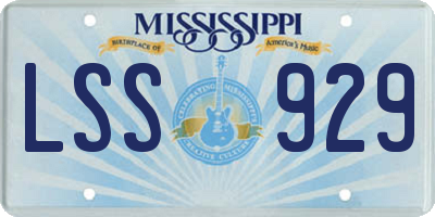 MS license plate LSS929