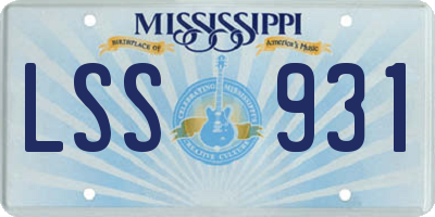 MS license plate LSS931