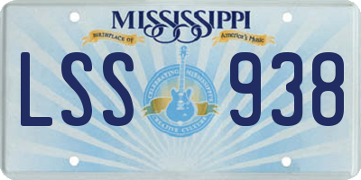 MS license plate LSS938