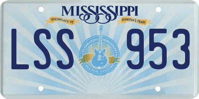 MS license plate LSS953
