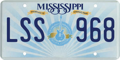 MS license plate LSS968