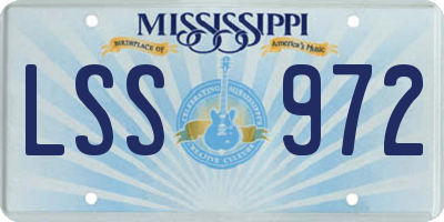 MS license plate LSS972