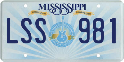 MS license plate LSS981