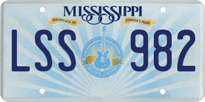 MS license plate LSS982