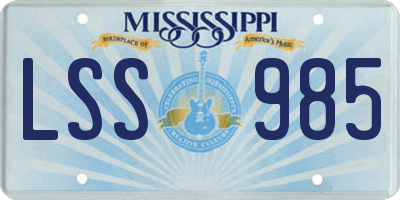 MS license plate LSS985