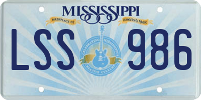 MS license plate LSS986