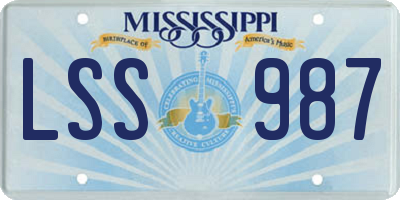 MS license plate LSS987