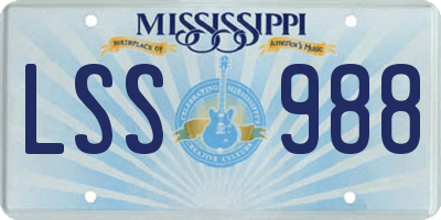 MS license plate LSS988
