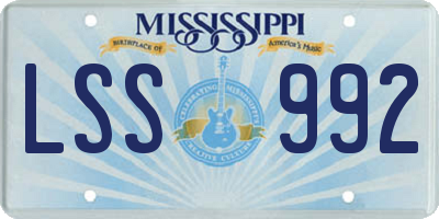 MS license plate LSS992