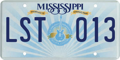 MS license plate LST013