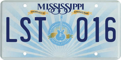 MS license plate LST016