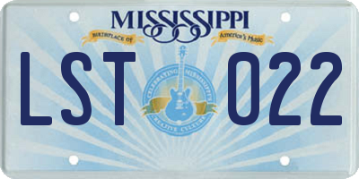MS license plate LST022