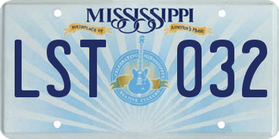 MS license plate LST032