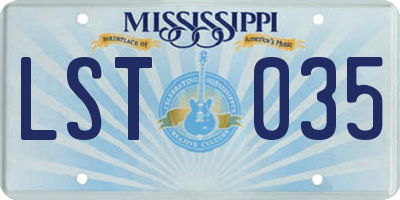 MS license plate LST035