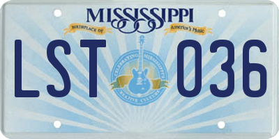 MS license plate LST036
