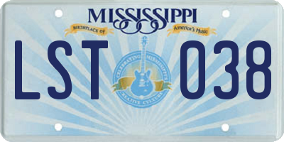MS license plate LST038