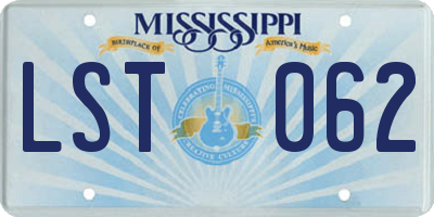 MS license plate LST062