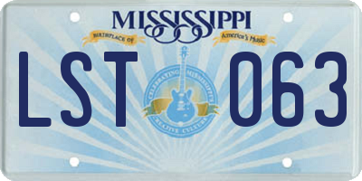 MS license plate LST063