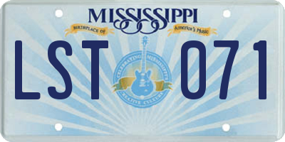 MS license plate LST071